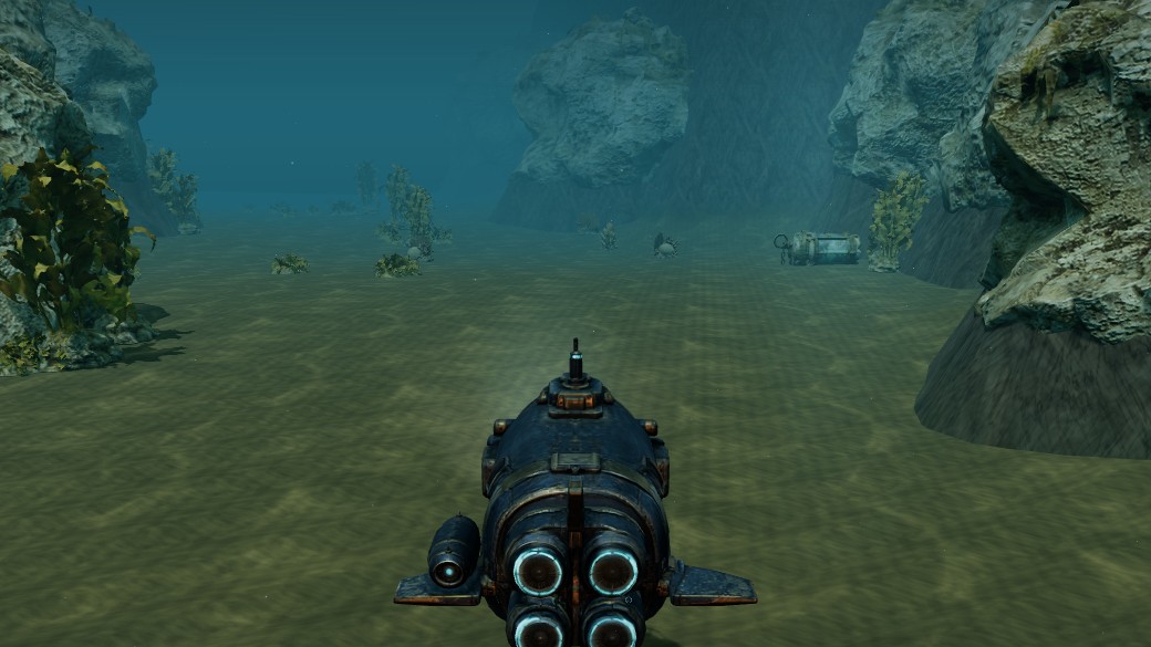 Un sumergible avanza por un cañón submarino